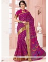 Print Cotton Casual Saree In Magenta