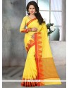 Fashionable Cotton Silk Yellow Designer Saree