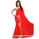 Fabulous Fancy Fabric Red Embroidered Work Classic Saree