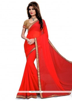Vivacious Fancy Fabric Orange Designer Saree