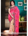 Ethnic Embroidered Work Pink Net Classic Designer Saree