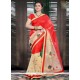 Sparkling Red Embroidered Work Designer Saree