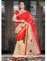 Sparkling Red Embroidered Work Designer Saree