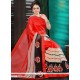 Superlative Net Red Embroidered Work Classic Designer Saree