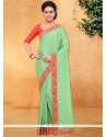 Staring Faux Chiffon Embroidered Work Designer Saree