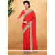 Imperial Faux Chiffon Red Embroidered Work Classic Saree