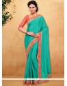 Dignified Faux Chiffon Sea Green Saree