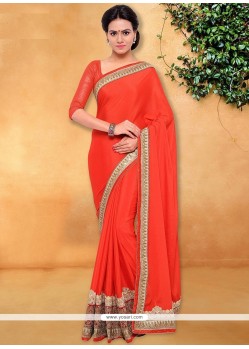 Best Patch Border Work Red Classic Designer Saree