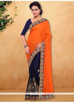 Sensible Embroidered Work Designer Half N Half Saree