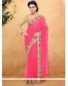 Masterly Pink Patch Border Work Designer Saree