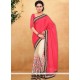 Mesmeric Embroidered Work Beige And Rose Pink Half N Half Saree