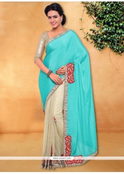 Miraculous Patch Border Work Net Designer Half N Half Saree