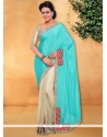 Miraculous Patch Border Work Net Designer Half N Half Saree