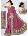 Brilliant Purple Patch Border Work Traditional Saree