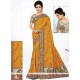 Awesome Mustard Embroidered Work Manipuri Silk Traditional Designer Saree