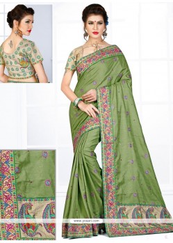 Monumental Manipuri Silk Embroidered Work Designer Traditional Saree