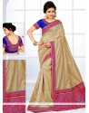 Strange Art Silk Beige Patch Border Work Traditional Saree