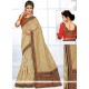 Latest Beige Embroidered Work Traditional Designer Saree