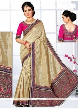 Genius Patch Border Work Art Silk Designer Traditional Saree