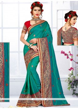 Amusing Art Silk Patch Border Work Traditional Designer Saree