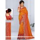 Orange Patch Border Work Art Silk Designer Traditional Saree