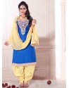 Blue And Cream Cotton Punjabi Suit