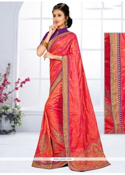 Pleasance Rose Pink Zari Work Traditional Saree