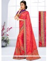 Pleasance Rose Pink Zari Work Traditional Saree