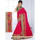 Hot Pink Zari Work Art Silk Traditional Saree