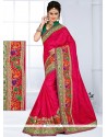 Hot Pink Zari Work Art Silk Traditional Saree