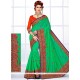 Ravishing Green Patch Border Work Classic Saree