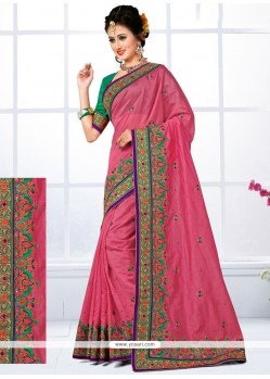 Beauteous Chanderi Pink Designer Traditional Saree