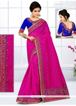 Invigorating Chanderi Hot Pink Traditional Saree