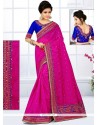 Invigorating Chanderi Hot Pink Traditional Saree