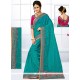 Fine Blue Patch Border Work Traditional Saree