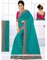 Fine Blue Patch Border Work Traditional Saree