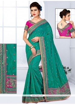 Sunshine Chanderi Sea Green Traditional Designer Saree