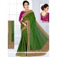 Patch Border Chanderi Designer Traditional Saree In Green