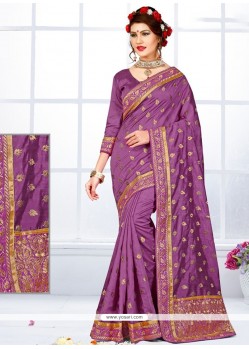 Fashionable Bhagalpuri Silk Purple Designer Traditional Saree