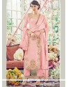 Delightsome Lace Work Pink Pant Style Suit