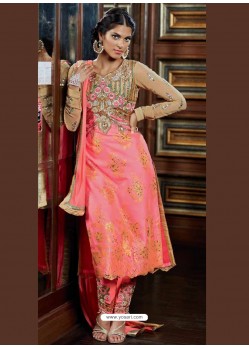 Pink Net Punjabi Suit