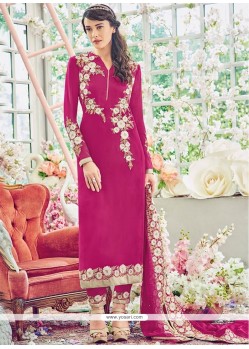 Elegant Magenta Faux Georgette Pant Style Suit