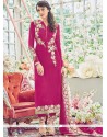 Elegant Magenta Faux Georgette Pant Style Suit