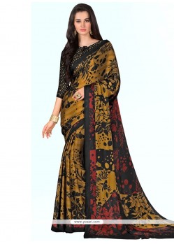 Distinctively Faux Crepe Printed Saree