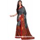 Multi Colour Print Work Faux Crepe Printed Saree