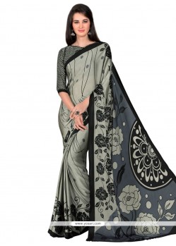 Extraordinary Faux Crepe Print Work Printed Saree