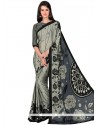 Extraordinary Faux Crepe Print Work Printed Saree