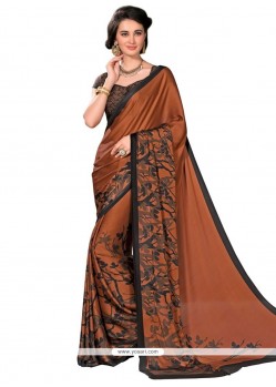 Pleasing Satin Print Work Printed Saree