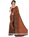 Pleasing Satin Print Work Printed Saree