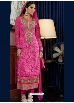 Bright Pink Pure Georgette Punjabi Suit